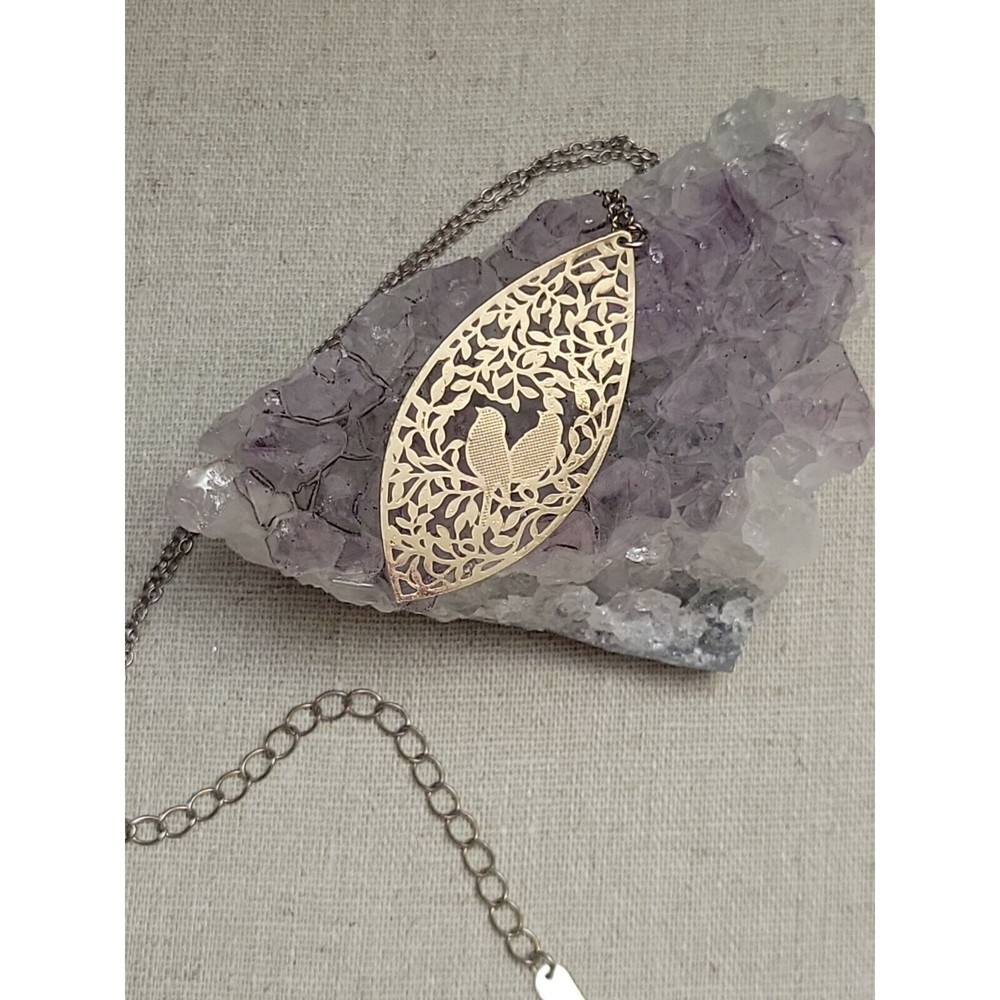 Lavishly Signed Laser Cut Love Birds Pendant Necklace Lightweight